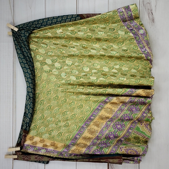 Darn Good Yarn Sari Silk Wrap Skirt Tea XL/Plus - Picture 6 of 16